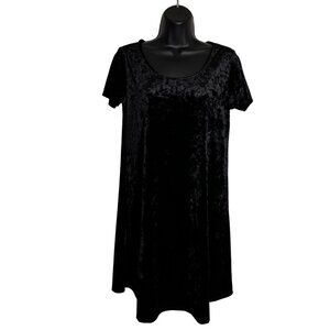 Black Velvet Short Sleeve A-Line Dress By Socialite Size M